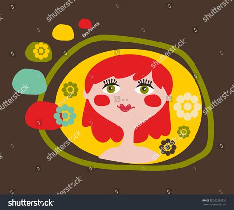 Cute Portrait Young Girl Red Hair Stock Vector Royalty Free 202538230