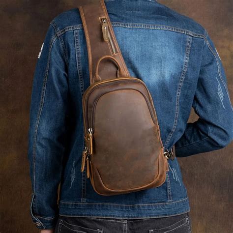 AETOO Bolsos De Hombro De Cuero Genuino Para Hombre Morrales De Pecho