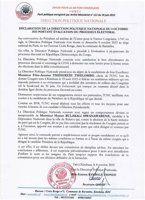 RDC l UNC de Kamerhe prête à tout pour la réélection de Tshisekedi