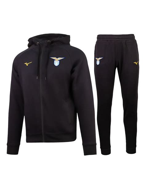 Tuta Felpata Full Zip Con Cappuccio Ss Lazio Mizuno Nera