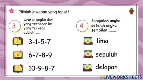 Mengurutkan Dan Membandingkan Bilangan Live Worksheets