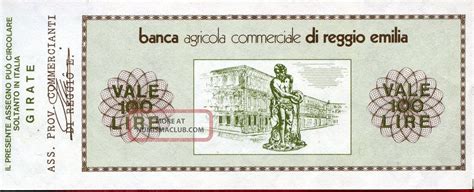 Banca Agricola Commerciale Di Reggio Emilia 100 Lire 1977 Unc