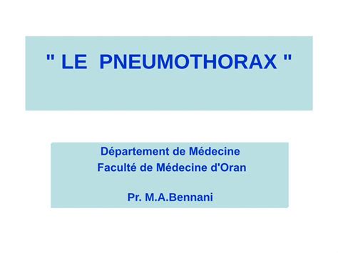 PDF LE PNEUMOTHORAX Facmed Univ Oran Dz DOKUMEN TIPS