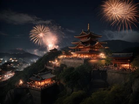 Premium Photo | Kiyomizudera Temple and fireworks at night Kyoto Japan