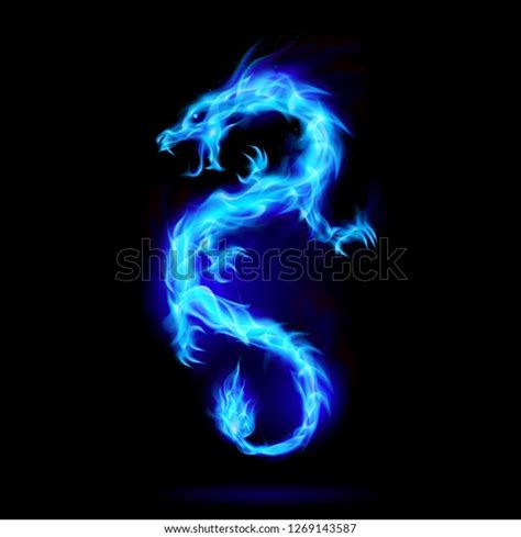 Illustration Blue Fire Chinese Dragon Symbol Stock Vector Royalty Free