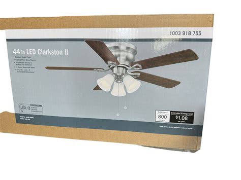 Clarkston II 44 In LED Indoor Brushed Nickel Ceiling Fan With Light