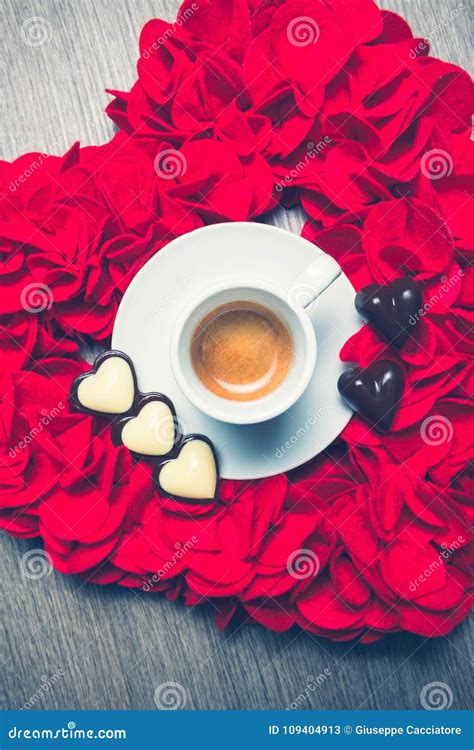 Valentine`s Coffee And Chocolates Stock Image Image Of Espresso