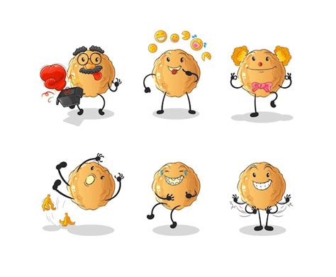 Premium Vector The Meatball Comedy Set Character Cartoon Mascot Vector