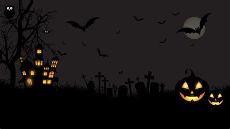 HD wallpaper: Minimal, Graveyard, Halloween, Bats, Owls, Castle, Scary ...