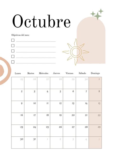 Plantilla Calendario Mensual Boho Minimalista Nude Templates By