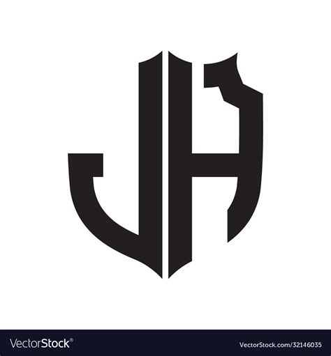 Jh Logo Shield Style Monogram Design Template Vector Image