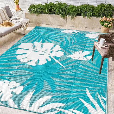 Homcomodar Large Patio Rug 150x245cm Outdoor Rugs Plastic Straw Rug Reversible Mats Uv Resistant