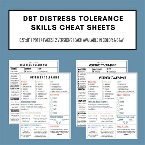 Distress Tolerance Dbt Skills Cheat Sheets Etsy Schweiz