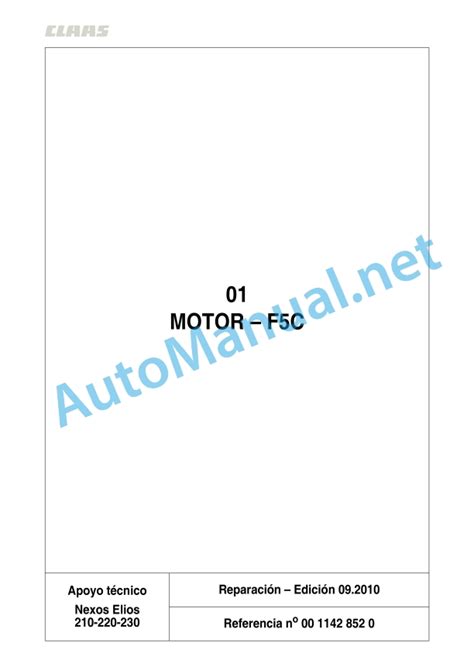 Claas Nexos Ve 230 210 A25 Tractors Repair Manual ES