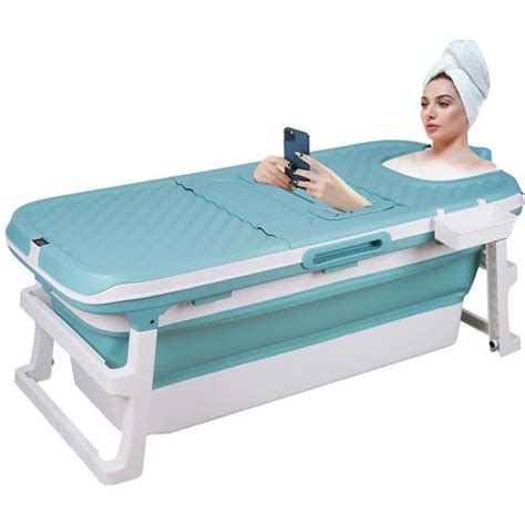 Dnkelar Baignoire Pliable Pour Adulte Baignoire Portable Avec Couvercle