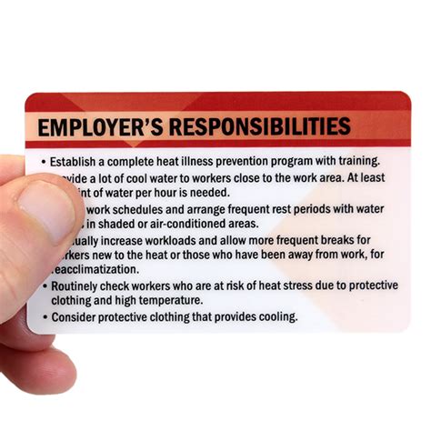 Heat Stress Employers Responsibilities Heavy Duty Wallet Card Sku