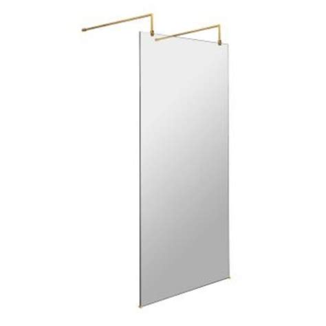 Hudson Reed Brushed Brass Wetroom Screen Shower Screen With Brass Arm