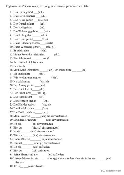 A A Personalpronomen D S Tze Umform English Esl Worksheets Pdf Doc