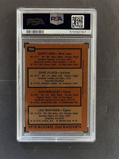 Topps Lou Whitaker Rookie Rc Psa Ex Mt Hof Ebay