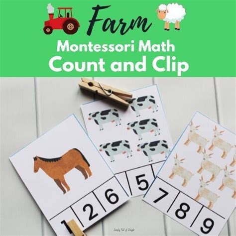 Farm Count Clip Cards Montessori Math Printable Homeschooling Counting Clip Cards