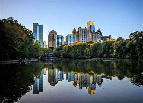 Atlanta Skyline Atl Cityscape Piedmont Park Long Exposure City Lights