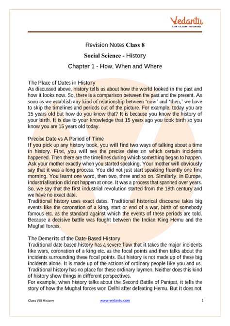 How When And Where Class 8 Notes Cbse History Chapter 1 Pdf