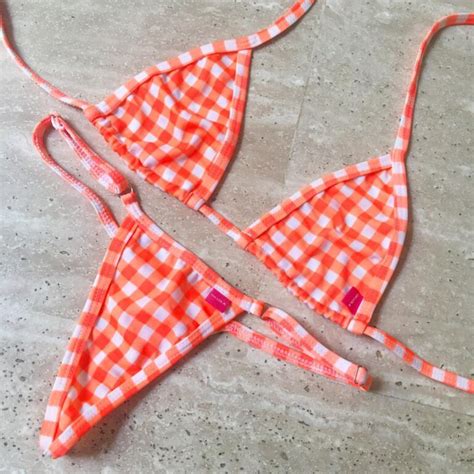 Creamsicle Micro Bikini Vibrant Orange Plaid Two Piece Bikini