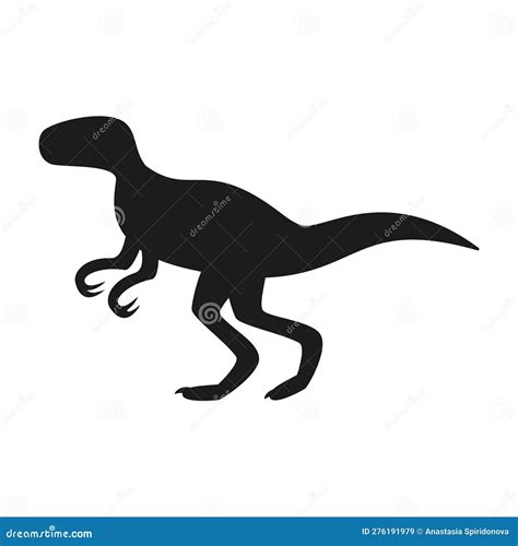 Flat Vector Silhouette Illustration Of Velociraptor Dinosaur Stock Vector Illustration Of