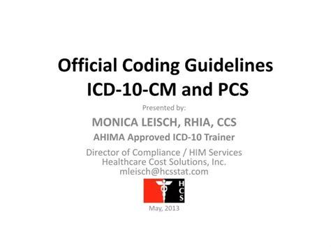 Ppt Official Coding Guidelines Icd Cm And Pcs Powerpoint