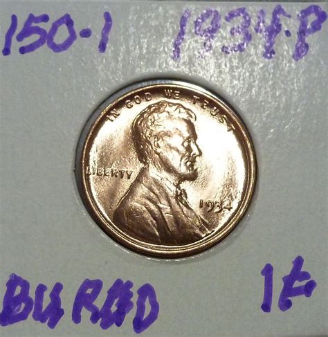 1934 P GEM BU Red Uncirculated Lincoln Wheat Cent 150 01 For Sale