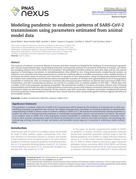 Pdf Modeling Pandemic To Endemic Patterns Of Sars Cov Transmission