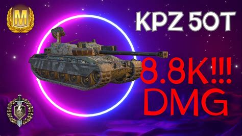 WoT Blitz KPZ 50t 8800 шкоди за бій на карті Ель Аламейн YouTube