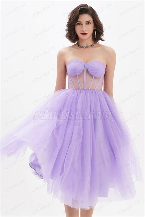 Lovely Purple Corset Polyester Bone Tulle Party Dress 04210406 Edressit