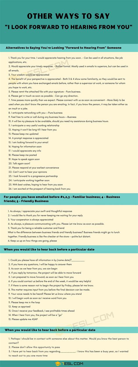 50 Great Alternatives to "I Look Forward to Hearing From You" • 7ESL