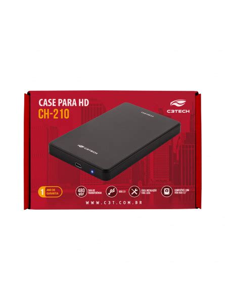 Gaveta Para Hd Externo 25 Usb 2 Ch21bk Preto C3 Tech