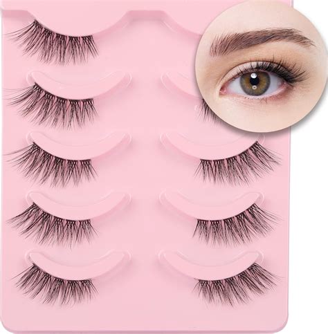 Aupalada False Eyelashes Half Lashes Cat Eye Strip Natural 1 2 Lashes