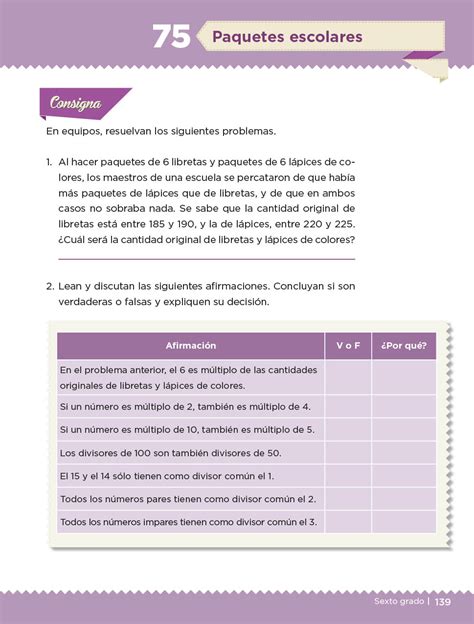 Desafíos Matemáticos Sexto grado Página 139 de 186 Libros de Texto