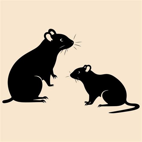 Conjunto De Ratas Y Ratones Silueta Negra Clip Art Vector Premium