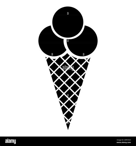 Ice Cream Balls Icon Waffle Cone Silhouette Effect Summer Symbol