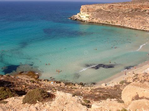 Isola Dei Conigli Beach In Lampedusa Stock Image Image Of Sand