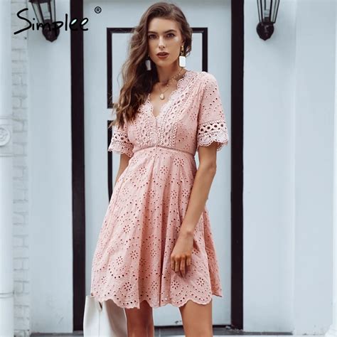 Buy Simplee Embroidery V Neck Cotton Midi Dress