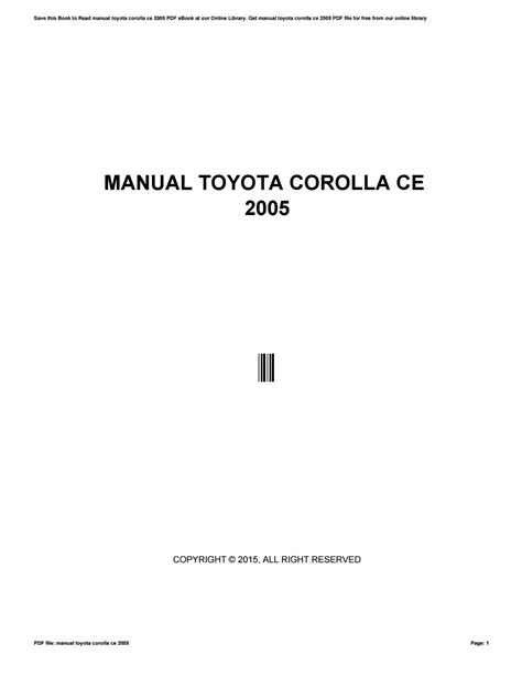 Manual toyota corolla ce 2005 by te739 - Issuu