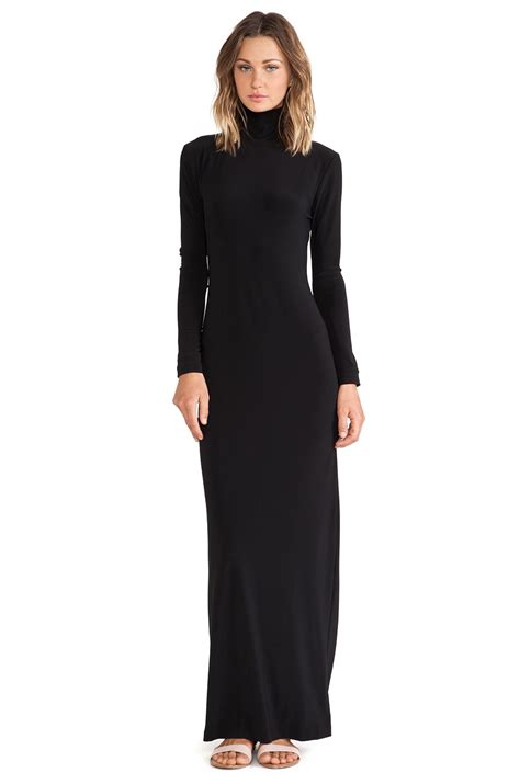 Norma Kamali Kamalikulture Turtleneck Maxi Dress In Solid Black Revolve