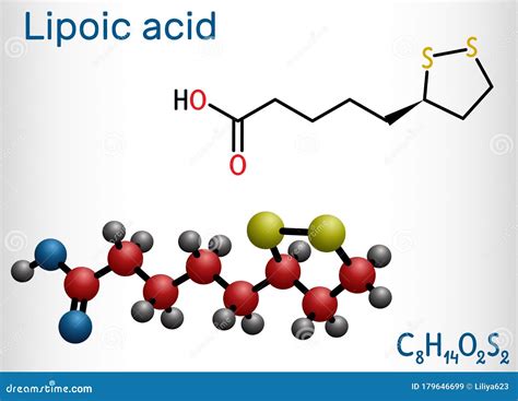 Lipoic Acid La Ala Alpha Lipoic Thioctic Acid Lipoate Molecule It