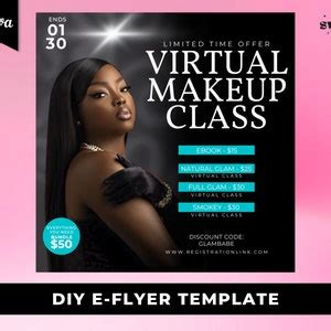 Makeup Course Flyer Diy Flyer Template Design Makeup Class Etsy