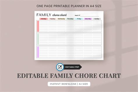 Editable Family Chore Chart By SnapyBiz | TheHungryJPEG