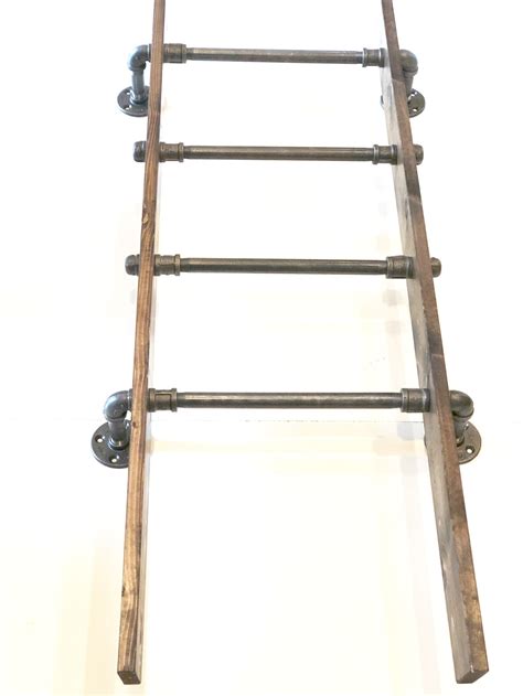 6 Foot Rustic Industrial Pipe Wall Mount Blanket Ladder Wood Etsy