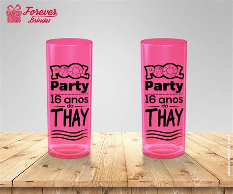 Copo Long Drink Personalizado Pool Party Rosa Forever Brindes