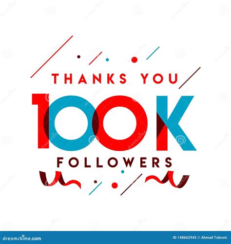 Thanks You 100k Followers Vector Template Design Illustration Stock