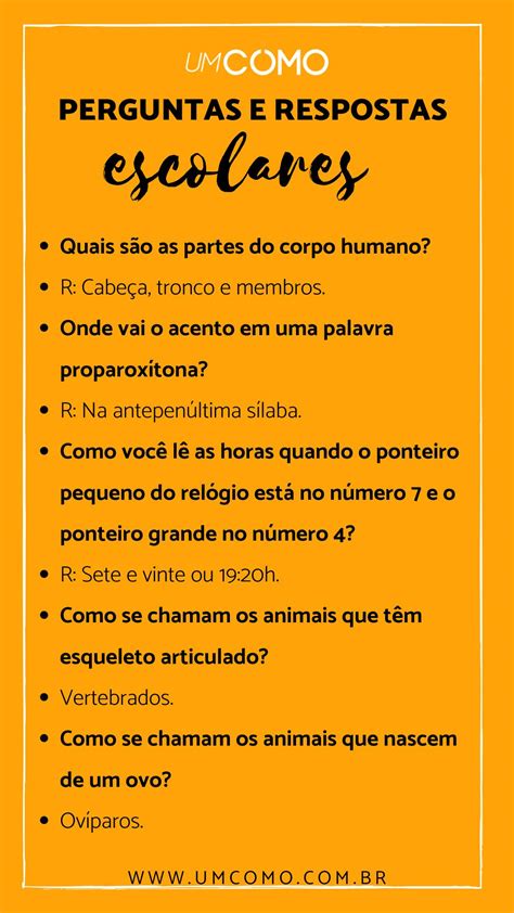 100 Perguntas E Respostas Escolares Para Jogar E Estudar